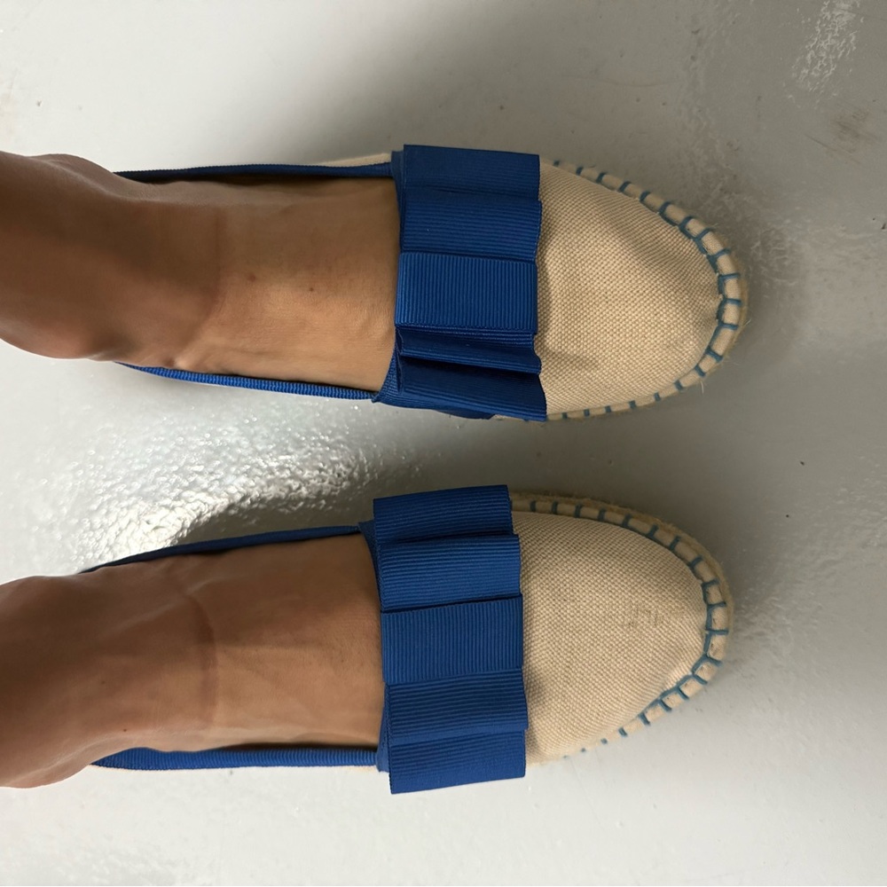 Blue and Cream Women's Espadrilles